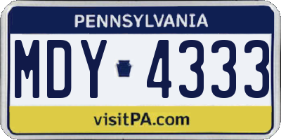 PA license plate MDY4333