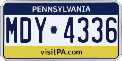 PA license plate MDY4336