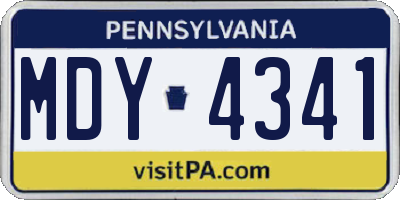 PA license plate MDY4341