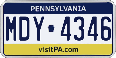 PA license plate MDY4346
