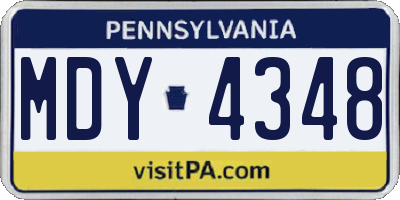 PA license plate MDY4348