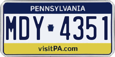 PA license plate MDY4351