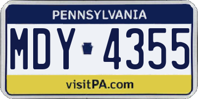 PA license plate MDY4355