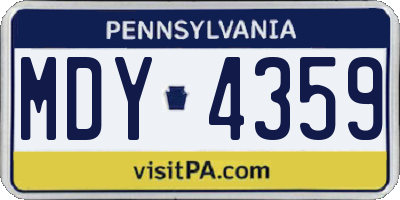 PA license plate MDY4359