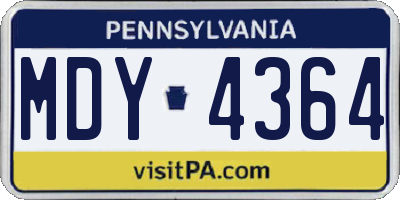 PA license plate MDY4364