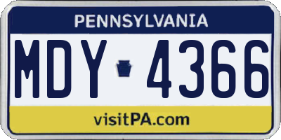 PA license plate MDY4366