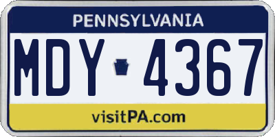 PA license plate MDY4367