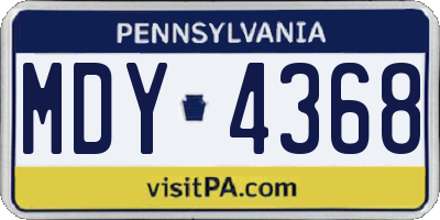 PA license plate MDY4368