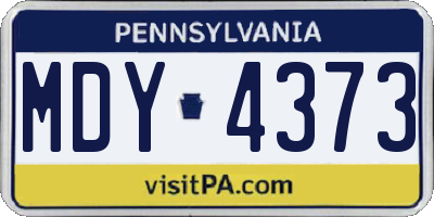 PA license plate MDY4373