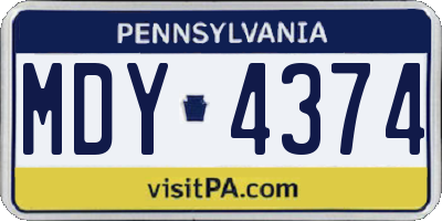 PA license plate MDY4374