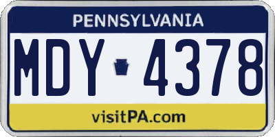 PA license plate MDY4378