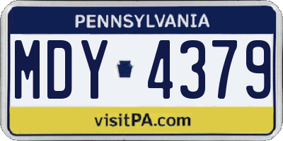 PA license plate MDY4379
