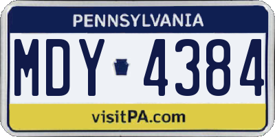 PA license plate MDY4384