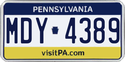 PA license plate MDY4389