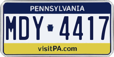 PA license plate MDY4417