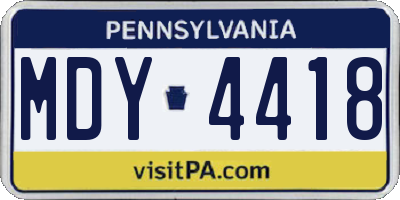 PA license plate MDY4418