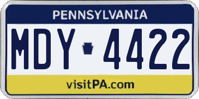 PA license plate MDY4422