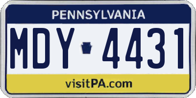 PA license plate MDY4431