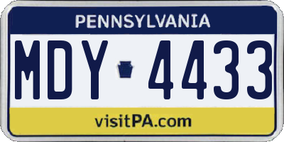 PA license plate MDY4433