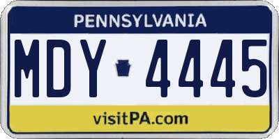 PA license plate MDY4445