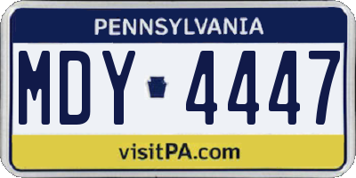 PA license plate MDY4447