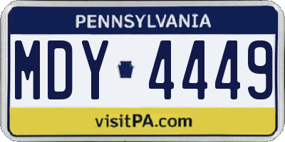 PA license plate MDY4449