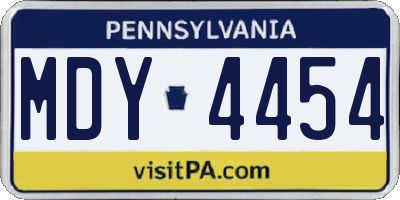 PA license plate MDY4454
