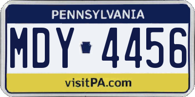 PA license plate MDY4456