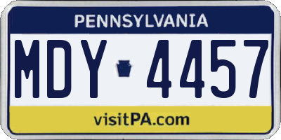PA license plate MDY4457