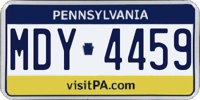 PA license plate MDY4459