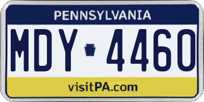 PA license plate MDY4460