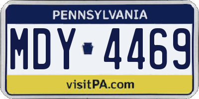 PA license plate MDY4469