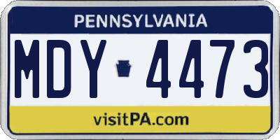 PA license plate MDY4473