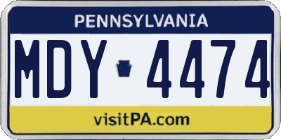 PA license plate MDY4474