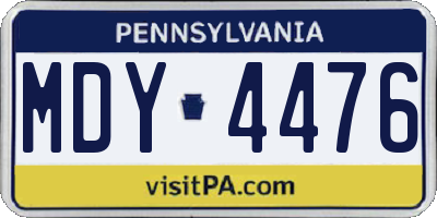 PA license plate MDY4476