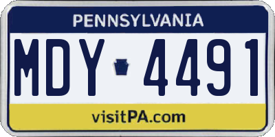 PA license plate MDY4491