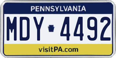 PA license plate MDY4492