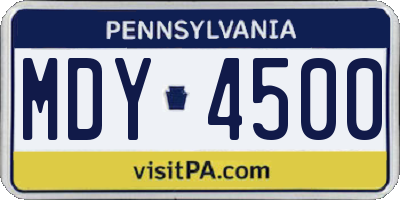 PA license plate MDY4500