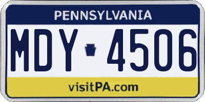 PA license plate MDY4506