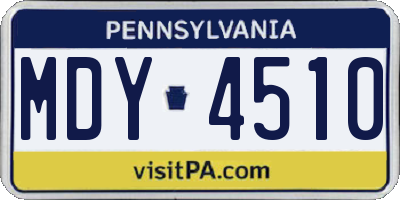 PA license plate MDY4510