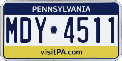 PA license plate MDY4511
