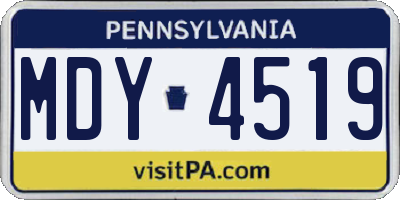 PA license plate MDY4519