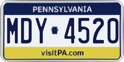 PA license plate MDY4520