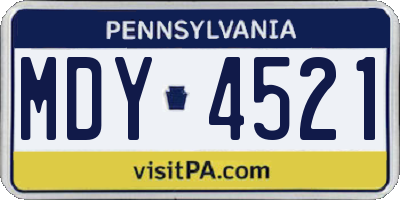 PA license plate MDY4521