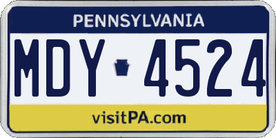 PA license plate MDY4524