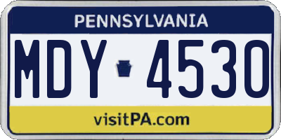 PA license plate MDY4530