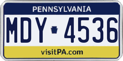 PA license plate MDY4536