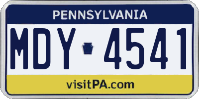 PA license plate MDY4541