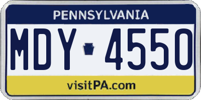 PA license plate MDY4550