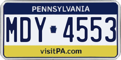 PA license plate MDY4553